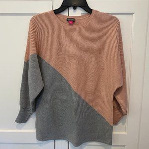 Vince Camuto Asymmetric Colorblock Sweater - Size XS - Pink & Gray